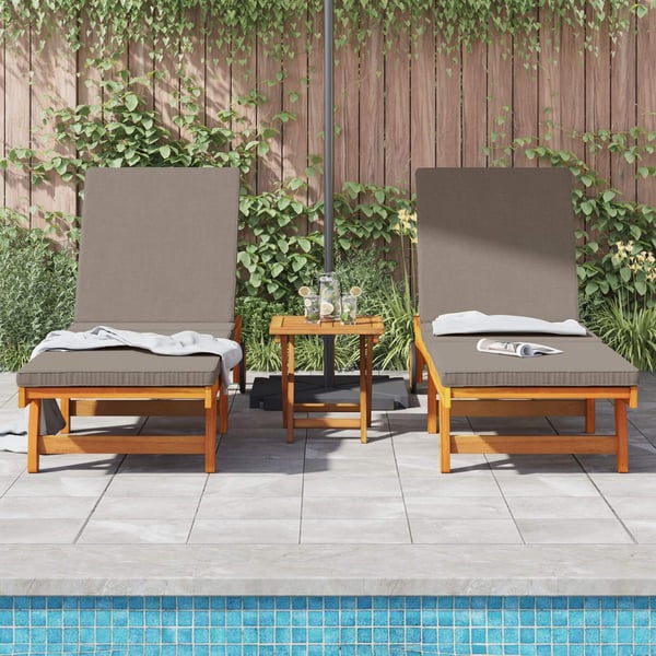 vidaXL Solstol med pude 3 pcs Brun 40 x 40 x 40cm Massivt akacietræ
