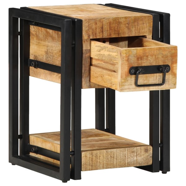 vidaXL Nattbordskap med skuff Brun 30 x 30 x 40 cm Massiv mango tre