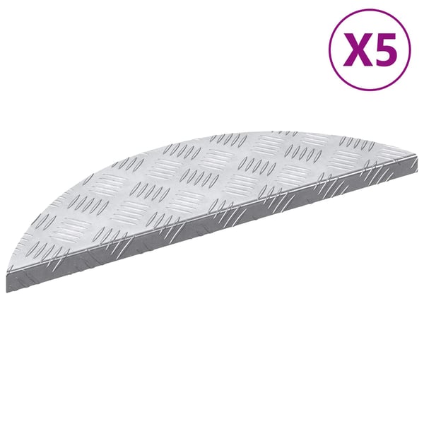 vidaXL Trinn Halvmåne 5 pcs sølv 60 x 18 x 2,5 cm Aluminium