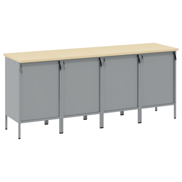 vidaXL Arbejdsskab med skuffe 4 pcs Sort og grå 200 x 55 x 85 cm