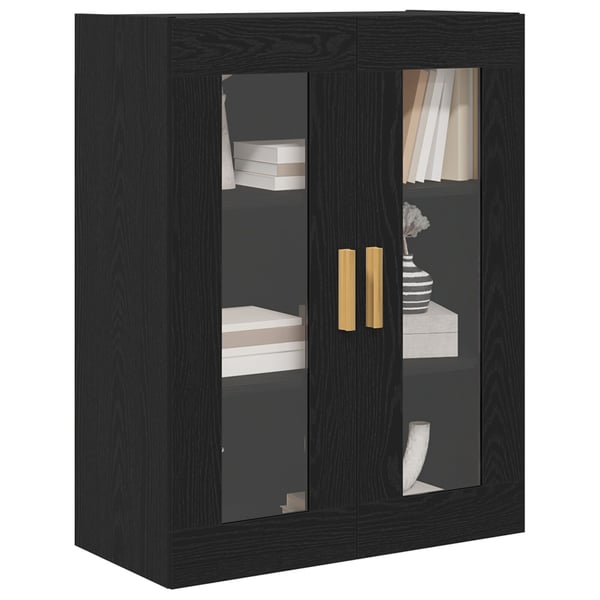 vidaXL Veggskap Veggmontert Svart Eik 69,5 x 34 x 90 cm Konstruert tre