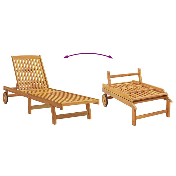vidaXL Solstol med pude Brun 63 x 199 x 85cm Massivt akacietræ
