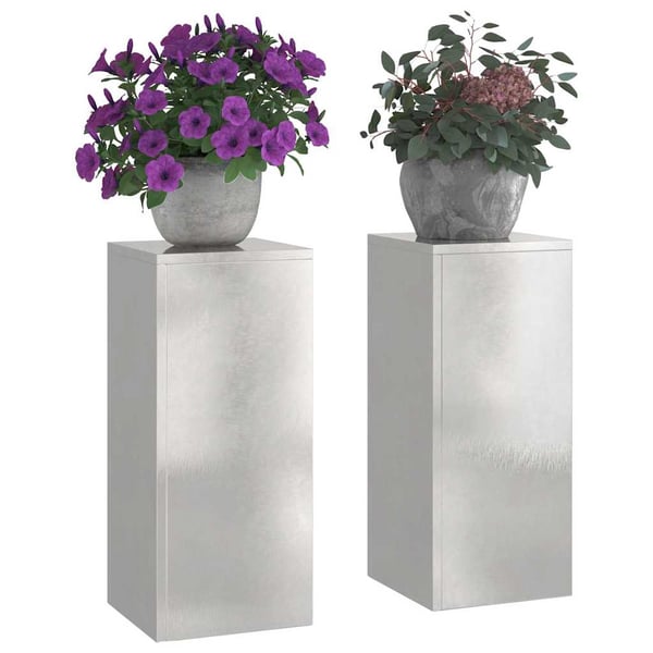 vidaXL Planteholder 2 pcs sølv 24 x 24 x 55 cm Rustfritt stål