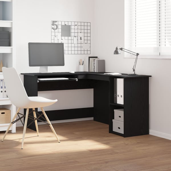 vidaXL Hjørneskrivebord Svart Eik 120 x 140 x 75 cm Konstruert tre