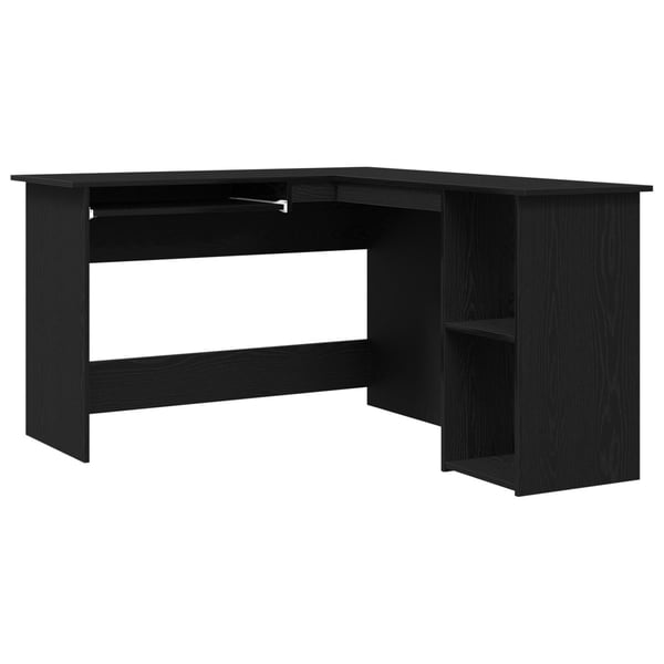 vidaXL Hjørneskrivebord Svart Eik 120 x 140 x 75 cm Konstruert tre