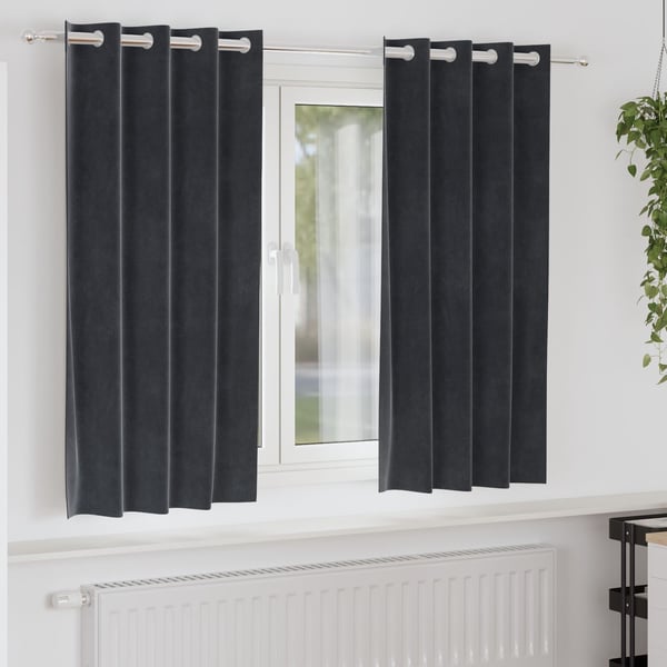 vidaXL Blendingsgardiner 2 pcs Mørkegrå 140 x 175 cm Fløyel