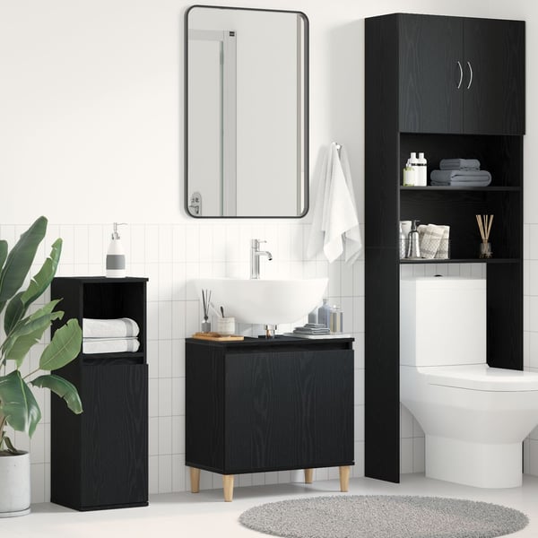 vidaXL Baderomsvaskeskap Svart Eik 58 x 33 x 60 cm Konstruert tre