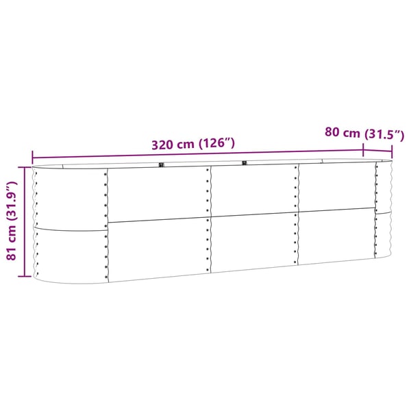 vidaXL Hevet bed grønn 320 x 80 x 81 cm Stål