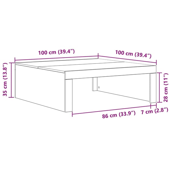 vidaXL Kaffebord Svart Eik 100 x 100 x 35 cm Konstruert tre