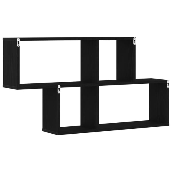 vidaXL Vegghylle med hylle Svart Eik 76 x 15 x 53 cm Konstruert tre