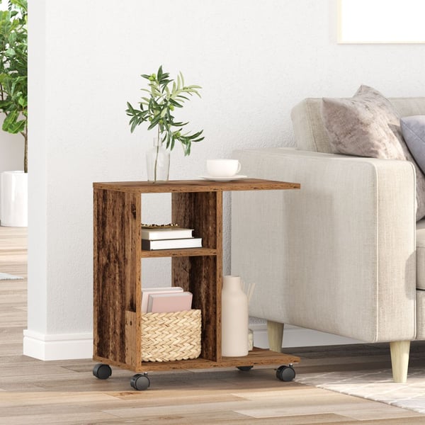vidaXL Sidebord med hylle Gammelt tre 50 x 30 x 55 cm Konstruert tre
