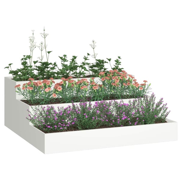 vidaXL Hageblomsterpotte Hvit 90 x 90 x 35 cm Kaldvalsestål