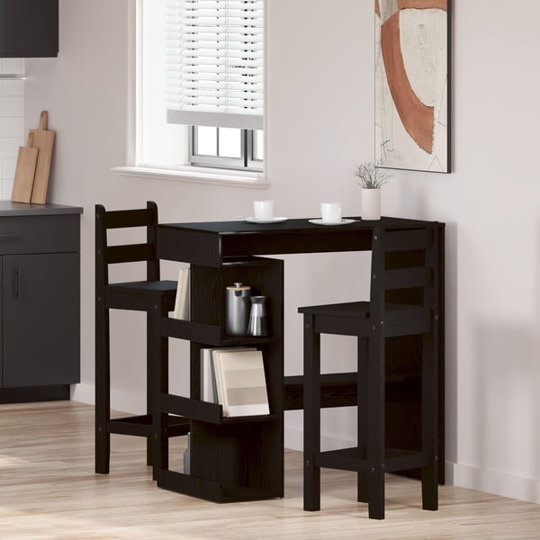 vidaXL Barbord med hylde Sort eg 100 x 48 x 101,5 cm Konstrueret træ
