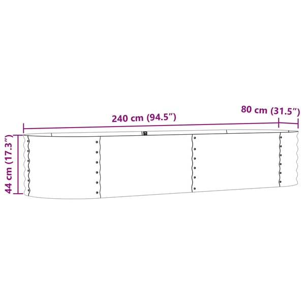 vidaXL Hevet bed Brun 240 x 80 x 44 cm Stål