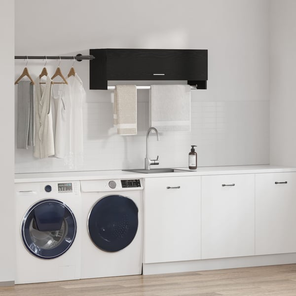 vidaXL Garderobeskap Svart Eik 100 x 32,5 x 35 cm Konstruert tre