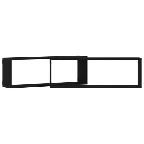 vidaXL Vegghyller 2 pcs Svart Eik 80 x 15 x 26 cm Konstruert tre