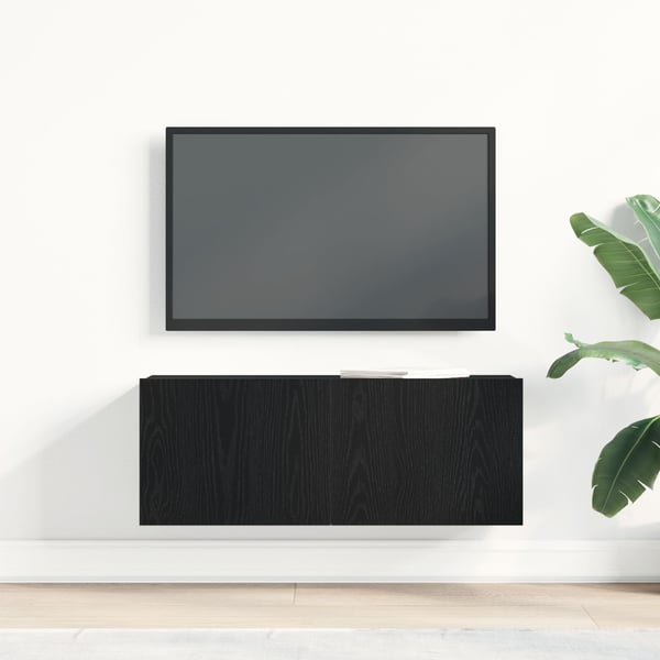 vidaXL TV-skap Veggmontert Svart Eik 80 x 30 x 30 cm Konstruert tre