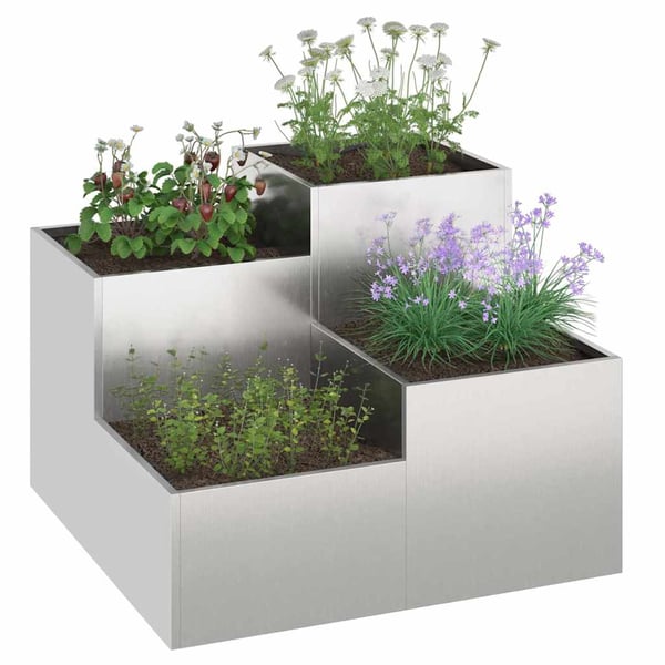vidaXL Hageblomsterpotte sølv 100 x 100 x 60 cm Rustfritt stål
