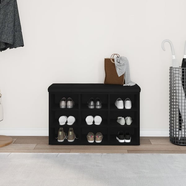 vidaXL Skobenk med hylle Svart 82 x 32 x 50 cm Konstruert tre