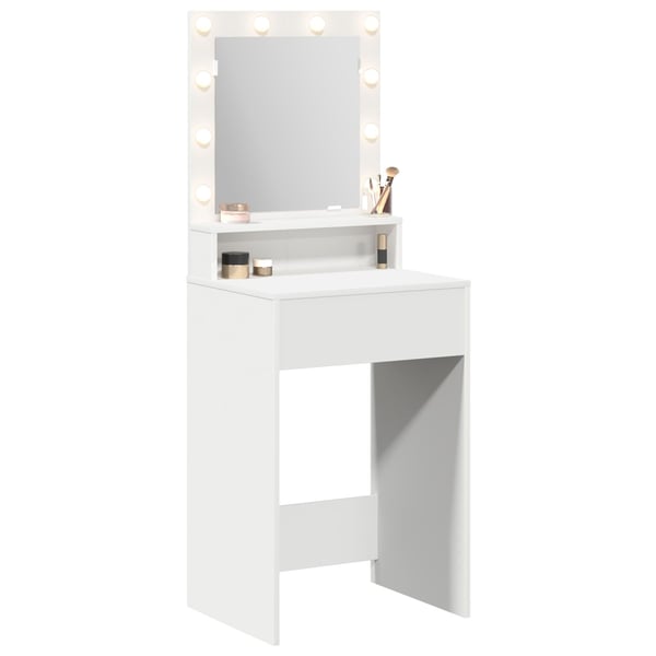 vidaXL Sminkebord med speillys Hvit 50 x 41 x 135 cm Konstruert tre