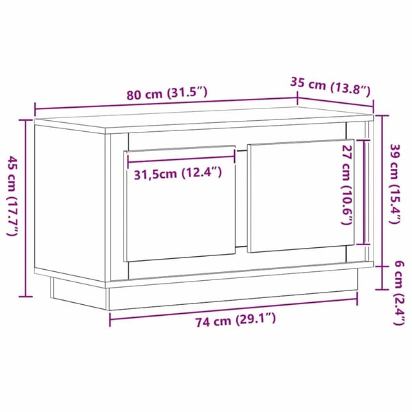 vidaXL TV-skap artisan eik 80 x 35 x 45 cm Konstruert tre