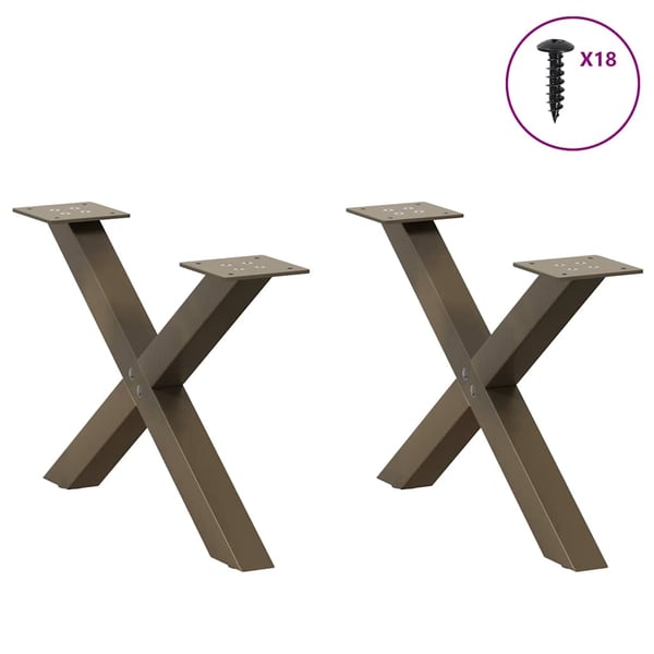 vidaXL Salongbordben X-formet 2 stk naturstål 50x(30-31) cm stål