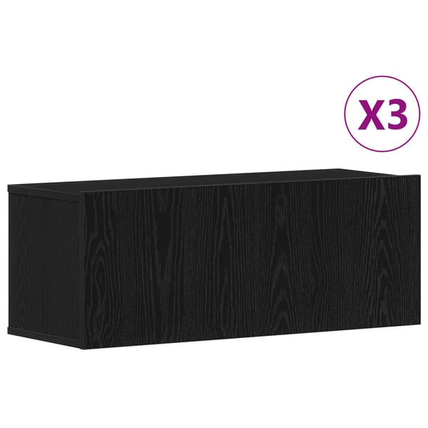 vidaXL TV-benksett 3 pcs Svart Eik 80 x 30 x 30 cm Konstruert tre