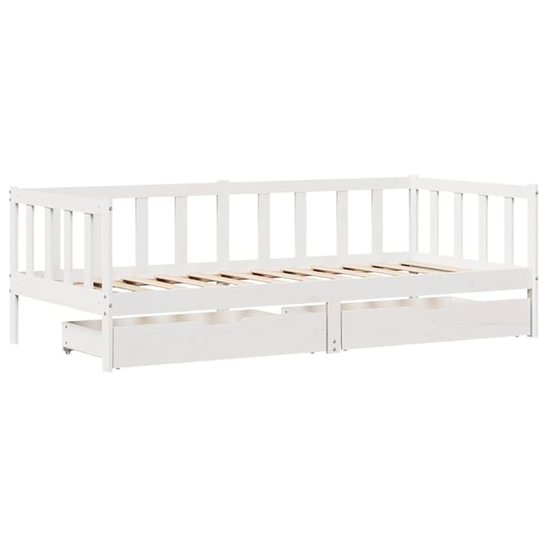 vidaXL Dagseng med skuffer hvit 80x200 cm heltre furu