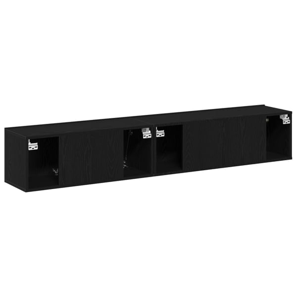 vidaXL TV-benksett Veggmontert 2 pcs Svart Eik Konstruert tre