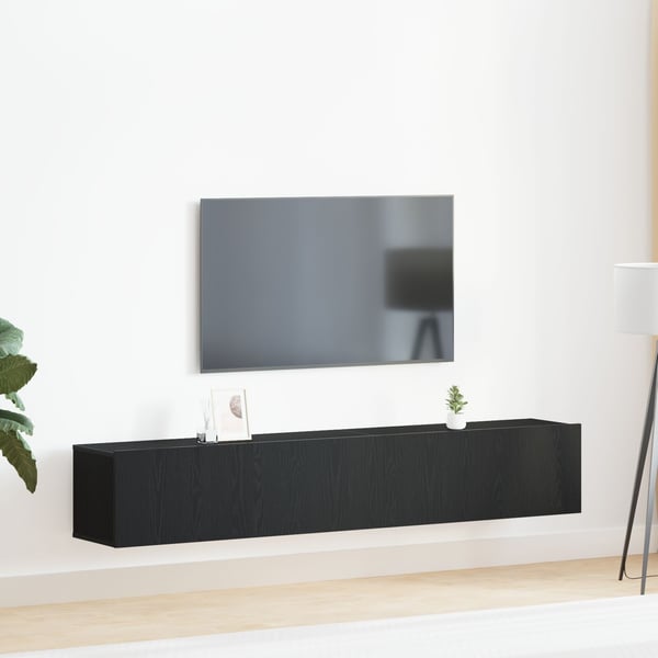 vidaXL TV-benksett Veggmontert 2 pcs Svart Eik Konstruert tre