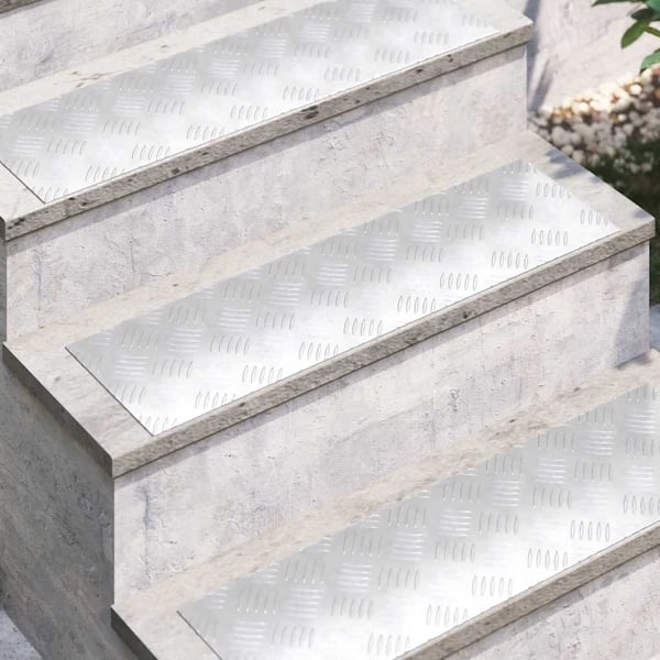 vidaXL Trappsteg Rektangulär 2 pcs Silver 70 x 20 cm Aluminium