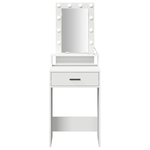 vidaXL Sminkebord med speillys Hvit 50 x 41 x 140 cm Konstruert tre