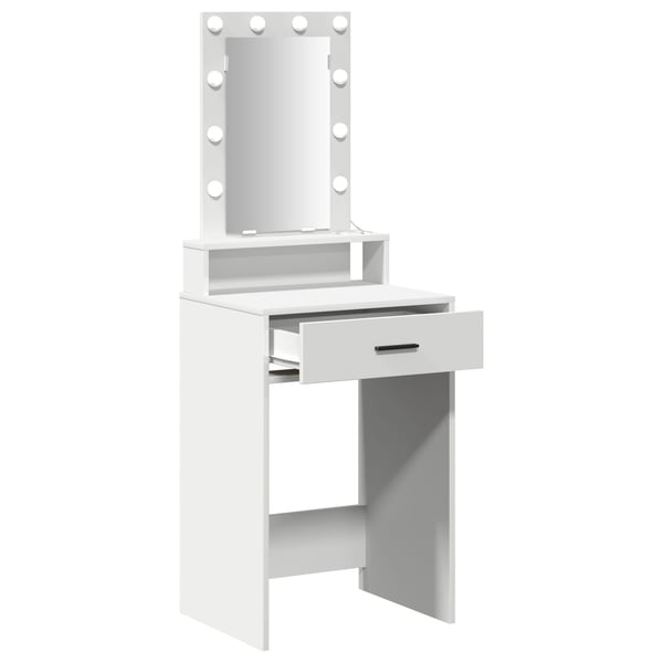 vidaXL Sminkebord med speillys Hvit 50 x 41 x 140 cm Konstruert tre