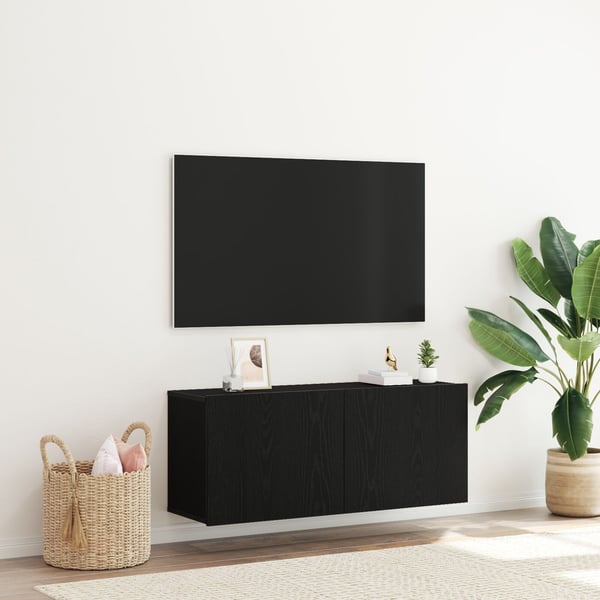 vidaXL TV-benksett Svart Eik 100 x 30 x 41 cm Konstruert tre