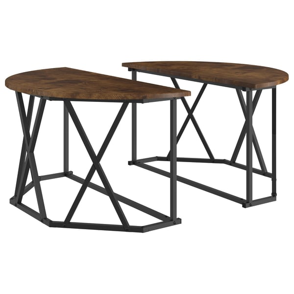 vidaXL Sofabord Røget eg 80 x 80 x 42 cm Ingeniørtræ og stål