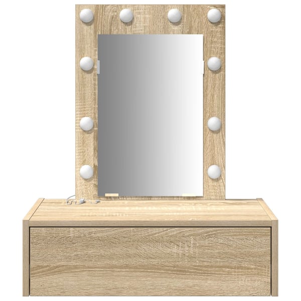 vidaXL Sminkebord med speillys Brun 60 x 40 x 70 cm Konstruert tre