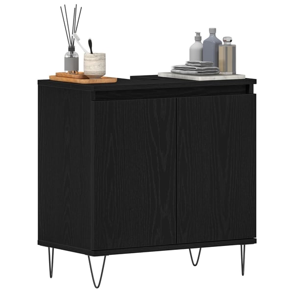 vidaXL Badeværelsesskabsunder Sort eg 58 x 33 x 60 cm Konstrueret træ