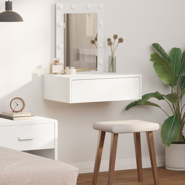 vidaXL Sminkebord med speillys Hvit 60 x 40 x 70 cm Konstruert tre
