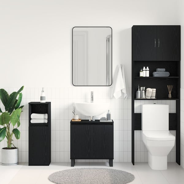 vidaXL Badeværelsesskabsunder Sort eg 58 x 33 x 60 cm Konstrueret træ