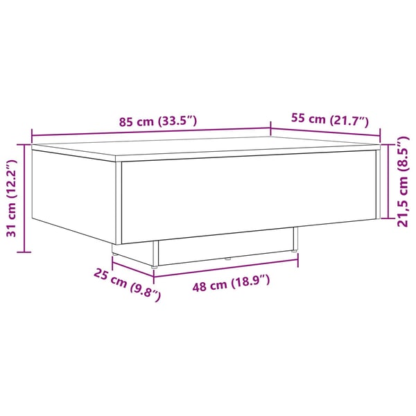 vidaXL Kaffebord Artisan Eik 85 x 55 x 31 cm Konstruert tre