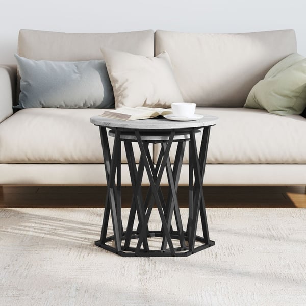vidaXL Kaffebord 2 pcs Grå Sonoma Konstruksjonsvirke og stål