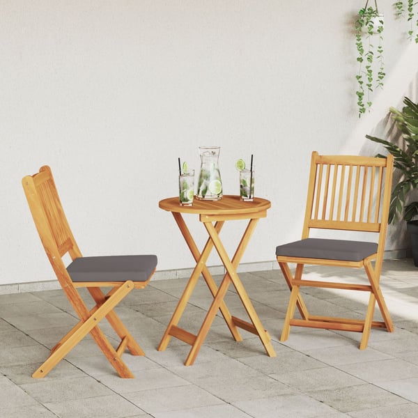 vidaXL Have Bistro Sæt 3 pcs Brun Massivt Akacietræ