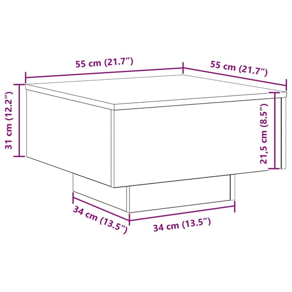 vidaXL Kaffebord Gammelt tre 55 x 55 x 31 cm Konstruert tre