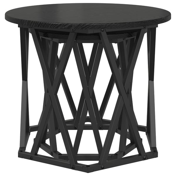 vidaXL Sidebord 2 pcs Sort eg Ingeniørtræ og stål