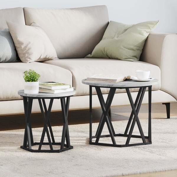 vidaXL Sidetabell 2 pcs Grå Sonoma Konstruksjonsvirke og stål