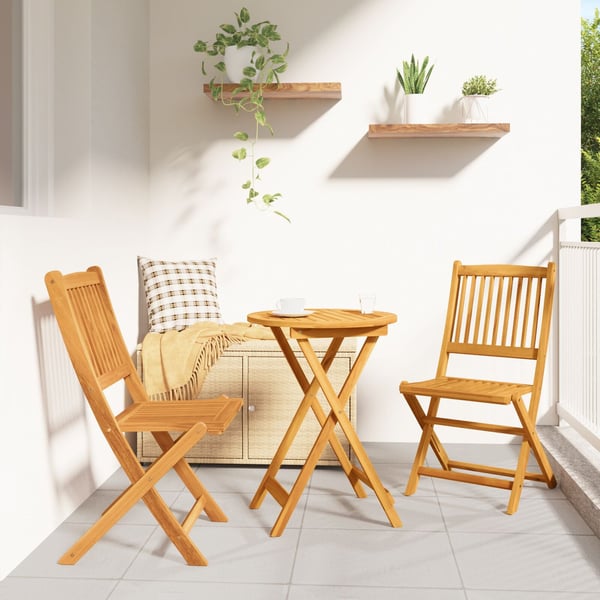 vidaXL Puutarhan Bistro Set 3 pcs Ruskea Tiheä akasiapuu