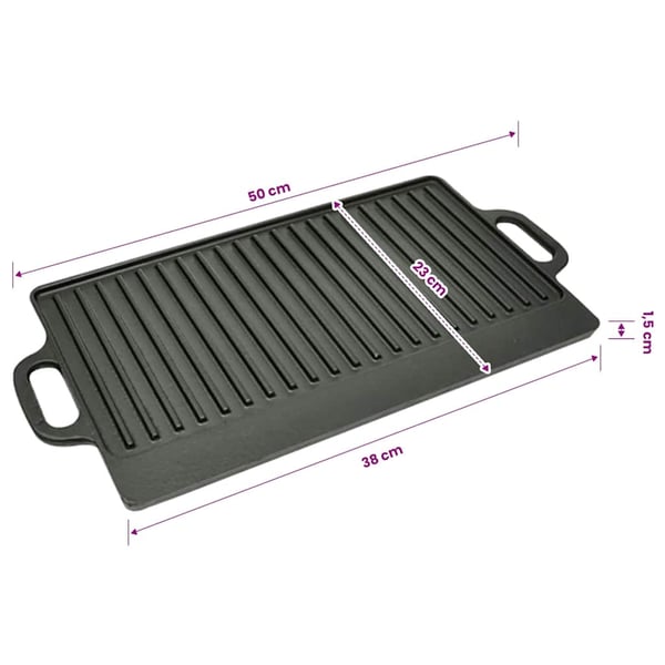 vidaXL Grillplate i støpejern vendbar 50x23 cm