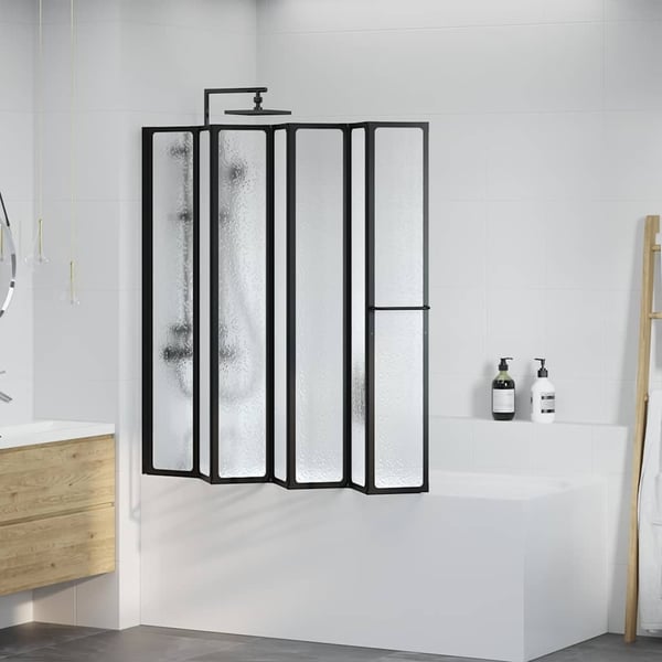 vidaXL Badekarskjerm 140 x 168 cm 7 paneler sammenleggbare + håndklehylle