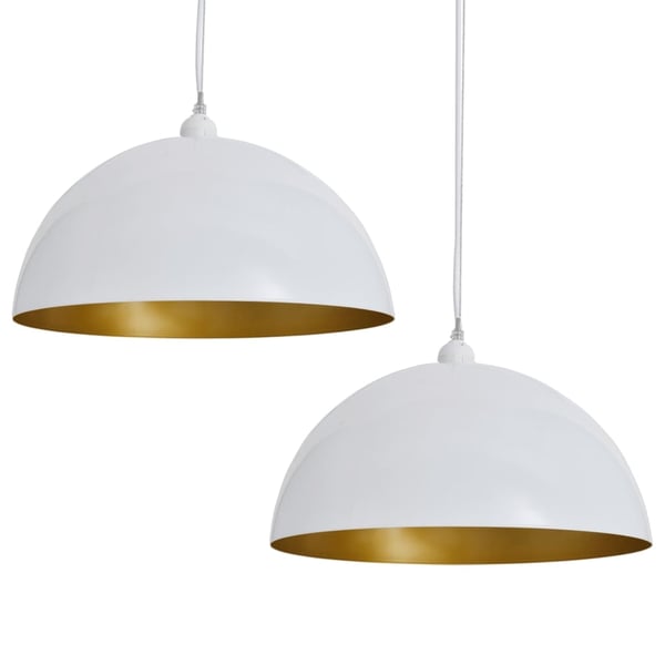 vidaXL Taklampe 2 stk høydejusterbar halvkuleformet hvit