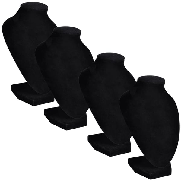 vidaXL halskædeholder buste flannel 4 stk. 9 x 8,5 x 15 cm sort